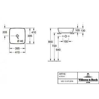 Раковина Villeroy Boch Artis 417841BCT3 41х41 см, Macaroon желтый